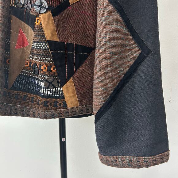 Vintage Yak Magik tapestry patchwork statement jacket hand stitched boho art M - Picture 9 of 16